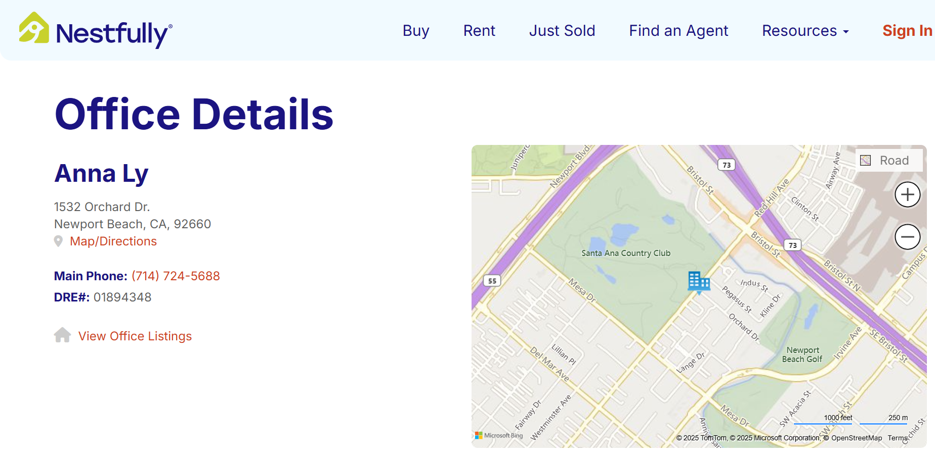 Nestfully listing – 1532 Orchard Dr map