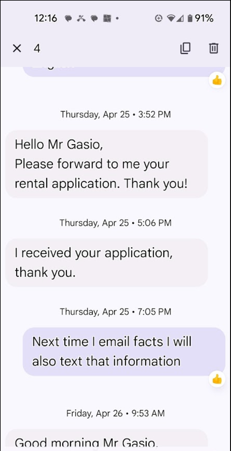 Lease application used after payment