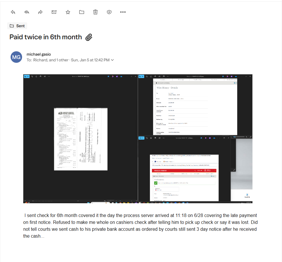 Email to Rosiak Paid Twice in 6th Month